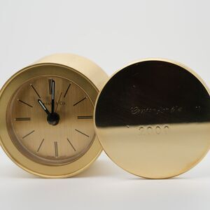 Tiffany & Co Swiss Made Brass Travel Alarm Clock Gold Tone Working (monogrammed)